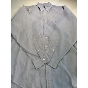 Ralph Lauren Button Down Shirt Mens Large Blaire Blue Geometric Logo Collared **